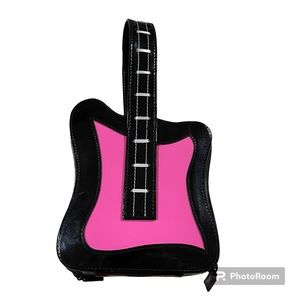 Vinyl guitar purse hot pink & black
